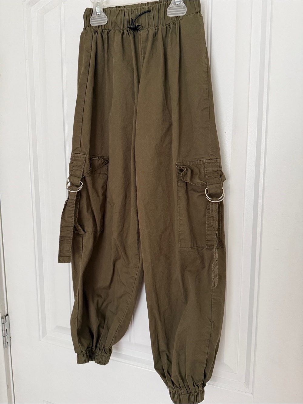 Olive Green Cargo Jogger Pants - kids